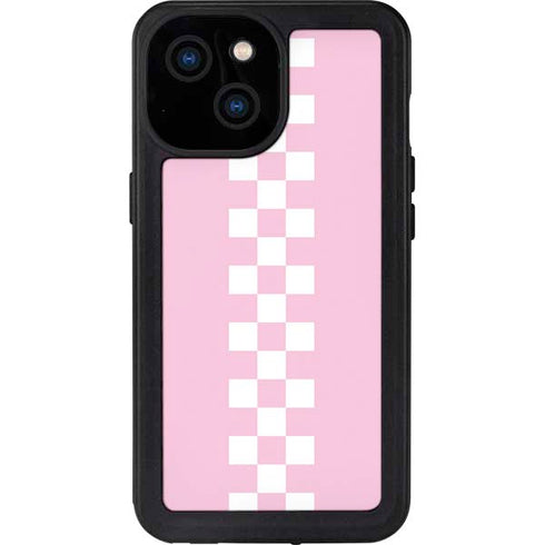 Pink Checkerboard iPhone 15 Waterproof Case